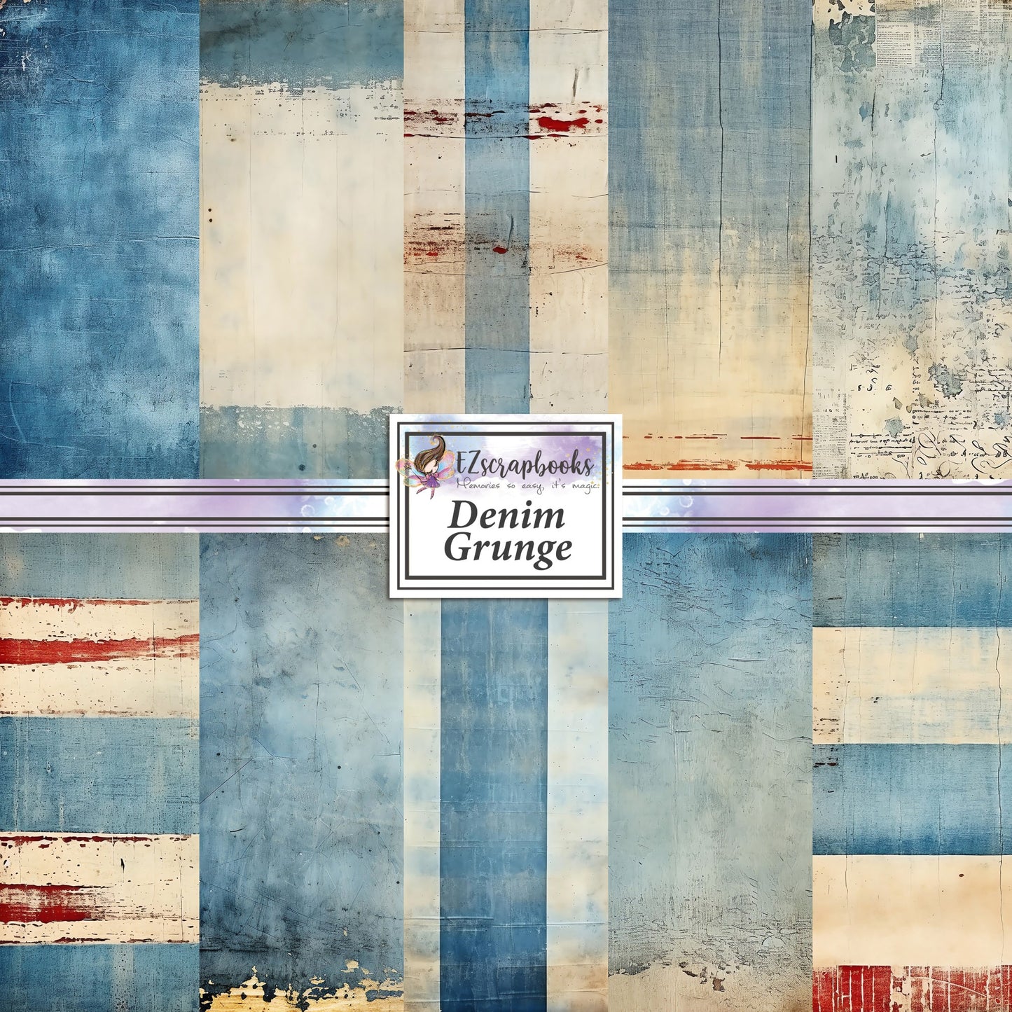 Denim Grunge - 12X12 Scrapbook Paper Pack - 8926