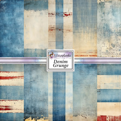 Denim Grunge - 12X12 Scrapbook Paper Pack - 8926