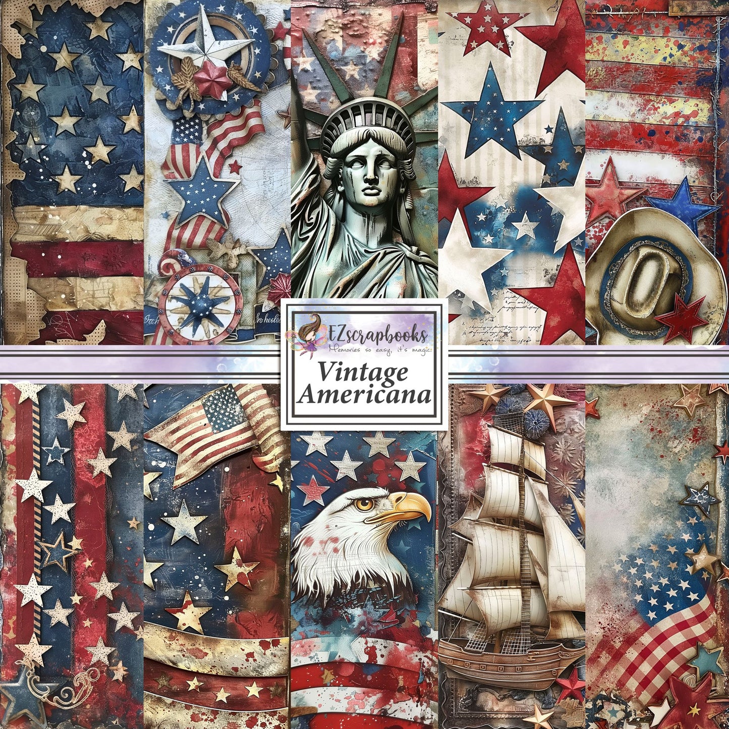 Vintage Americana - 12X12 Scrapbook Paper Pack - 8927