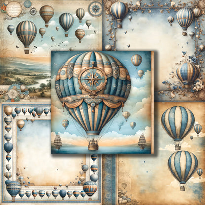 Vintage Travel Balloon - 12X12 Scrapbook Paper Pack - 8929