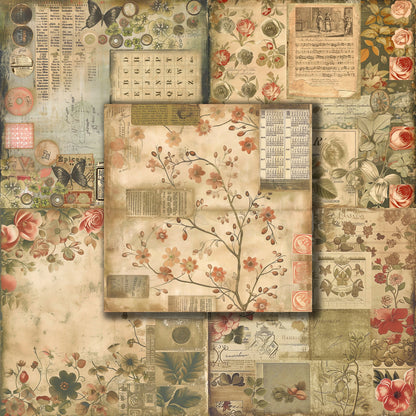 Floral Ephemera - 12X12 Scrapbook Paper Pack - 8932