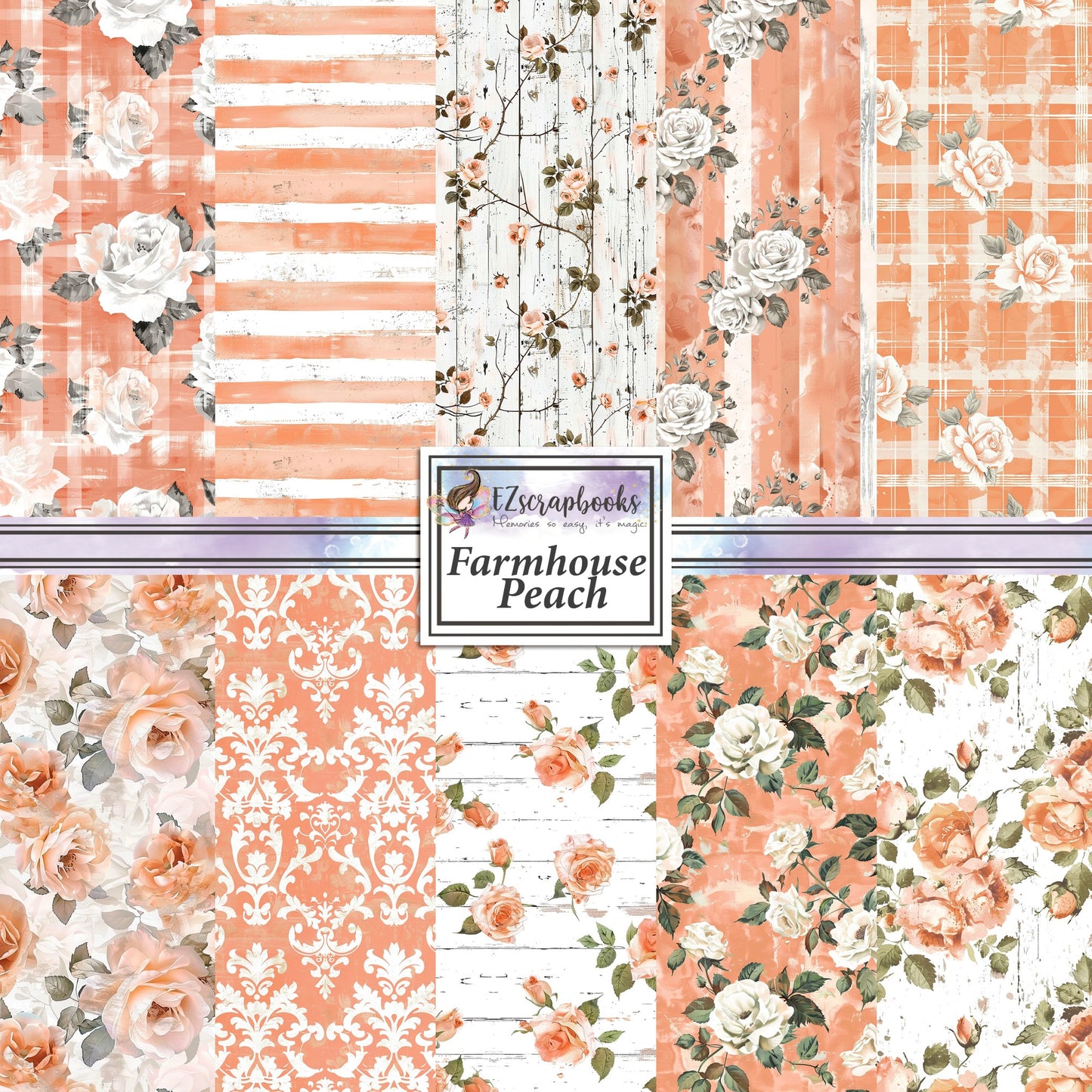 Farmhouse Peach - 12X12 Scrapbook Paper Pack - 8934