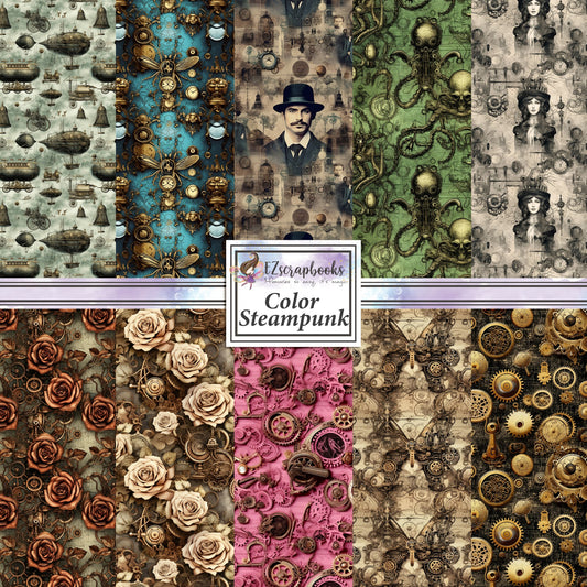 Steampunk Color - 12X12 Scrapbook Paper Pack - 8938