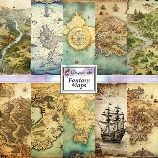 Fantasy Maps - 12X12 Scrapbook Paper Pack - 8939