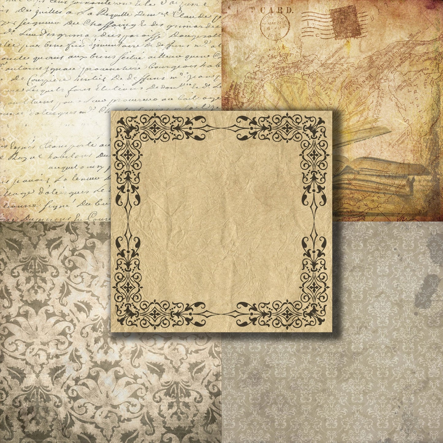 Antique Library - 12X12 Scrapbook Paper Pack - 8947