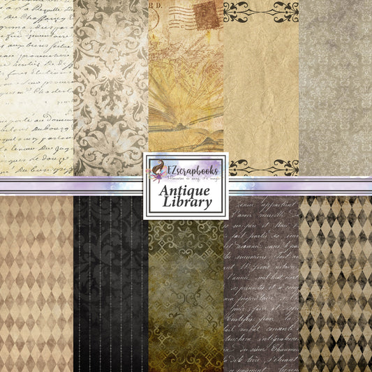 Antique Library - 12X12 Scrapbook Paper Pack - 8947