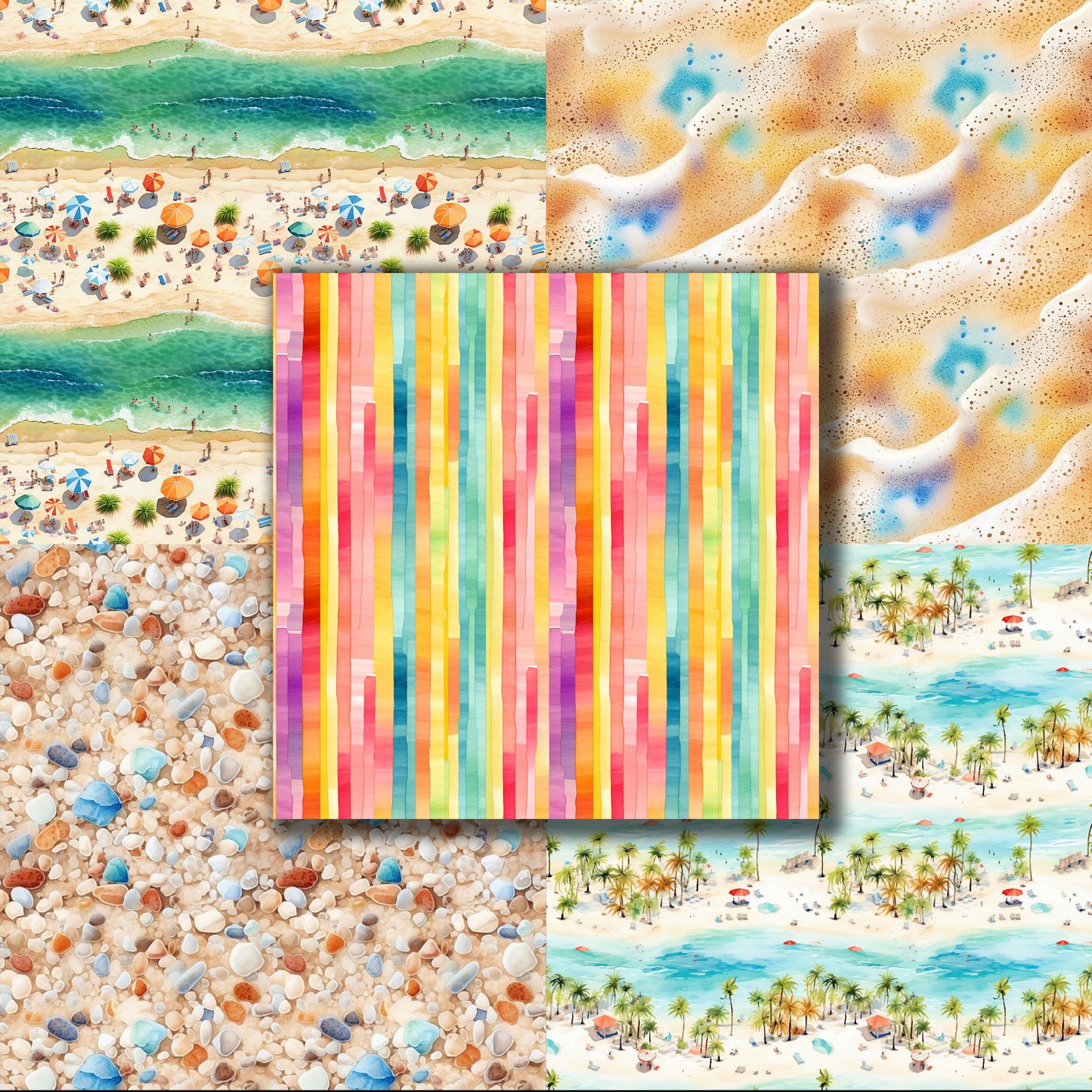 Colorful Beach - 12X12 Scrapbook Paper Pack - 8948