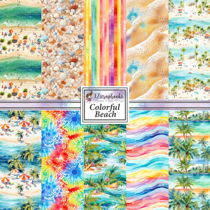 Colorful Beach - 12X12 Scrapbook Paper Pack - 8948