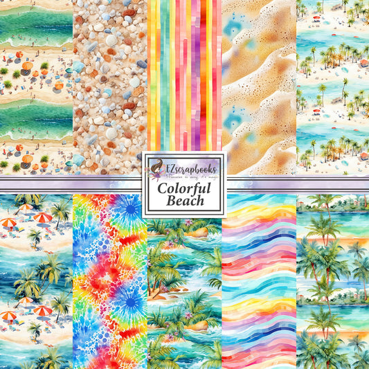 Colorful Beach - 12X12 Scrapbook Paper Pack - 8948