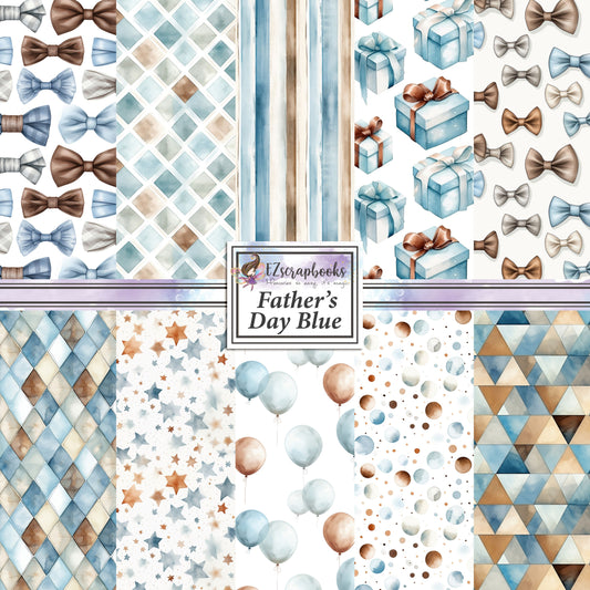 Father's Day Blue - 12X12 Scrapbook Paper Pack - 8951