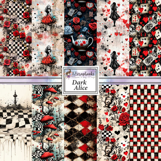 Dark Alice - 12X12 Scrapbook Paper Pack - 8955