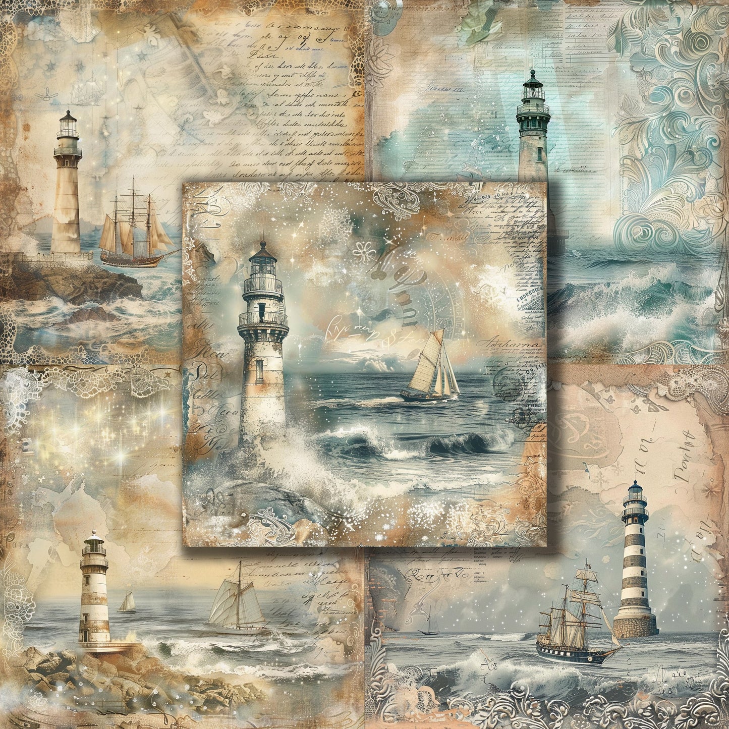 Nautical Lighthouse - 12X12 Scrapbook Paper Pack - 8960