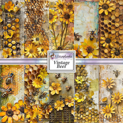 Vintage Bees - 12X12 Scrapbook Paper Pack - 8961