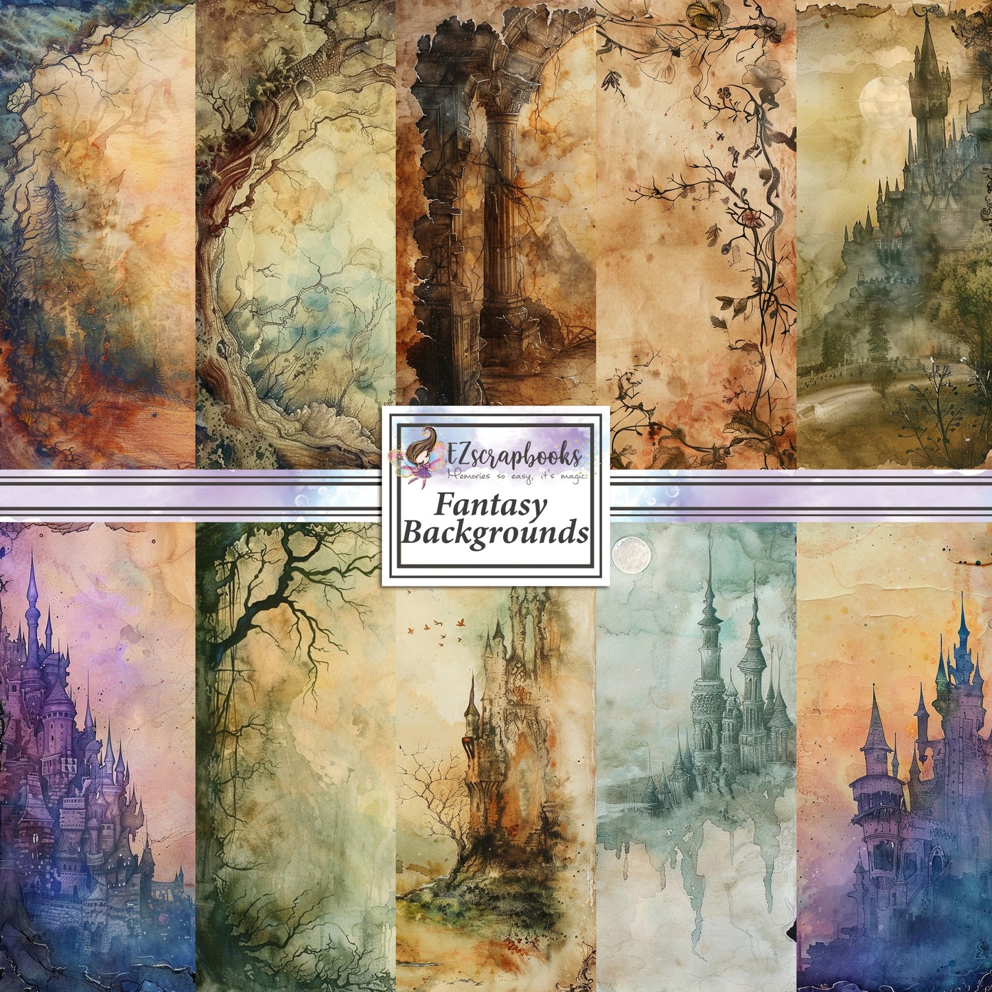 Fantasy Backgrounds - 12X12 Scrapbook Paper Pack - 8962