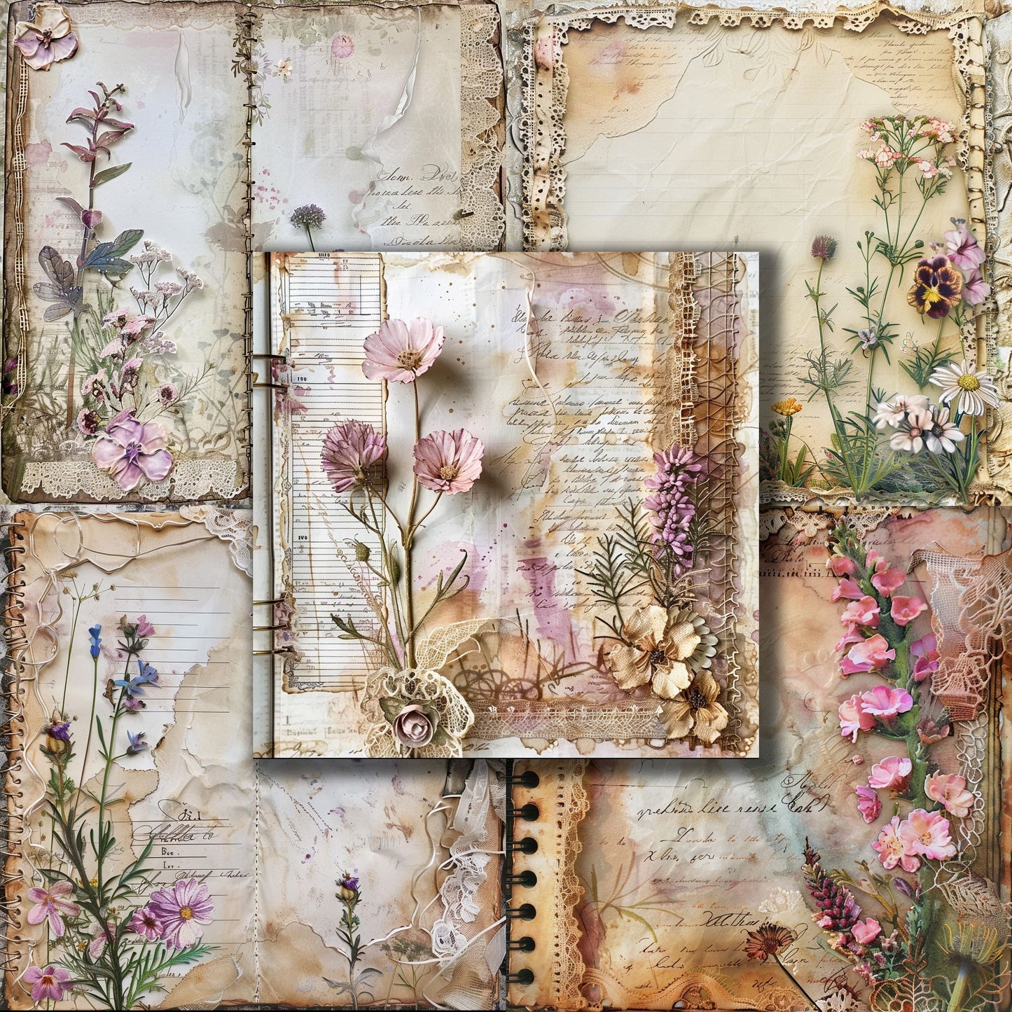 Wildflowers & Lace - 12X12 Scrapbook Paper Pack - 8964