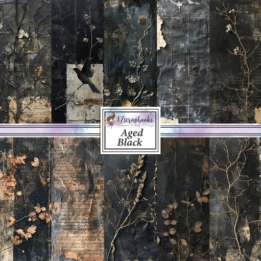 Aged Black - 12X12 Scrapbook Paper Pack - 8965