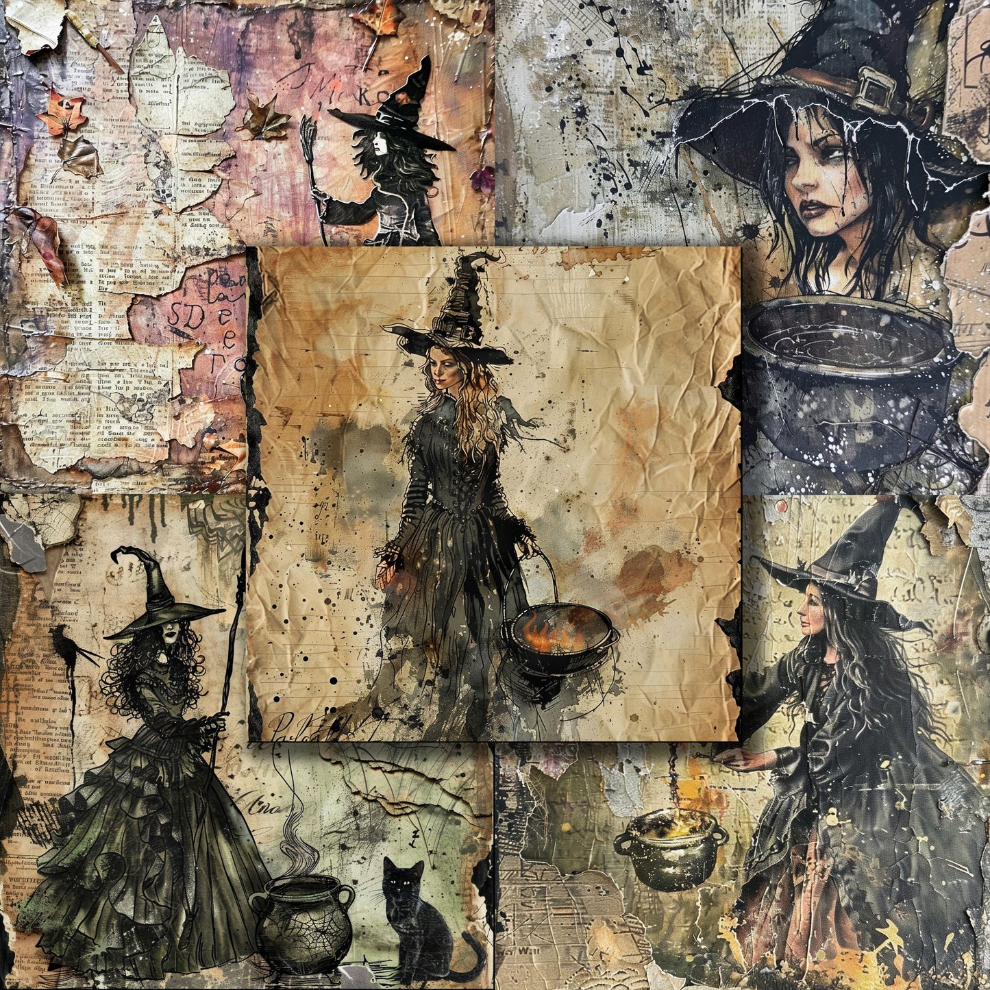 Witch Backgrounds - 12X12 Scrapbook Paper Pack - 8966