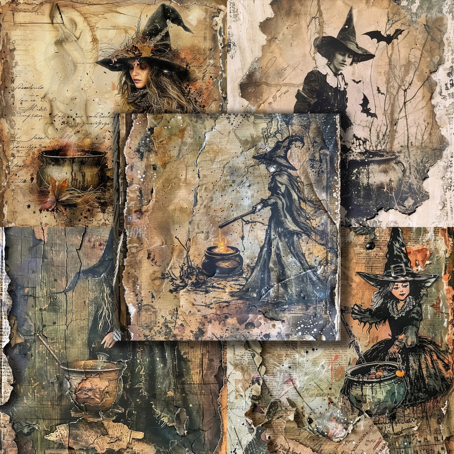 Witch Backgrounds - 12X12 Scrapbook Paper Pack - 8966