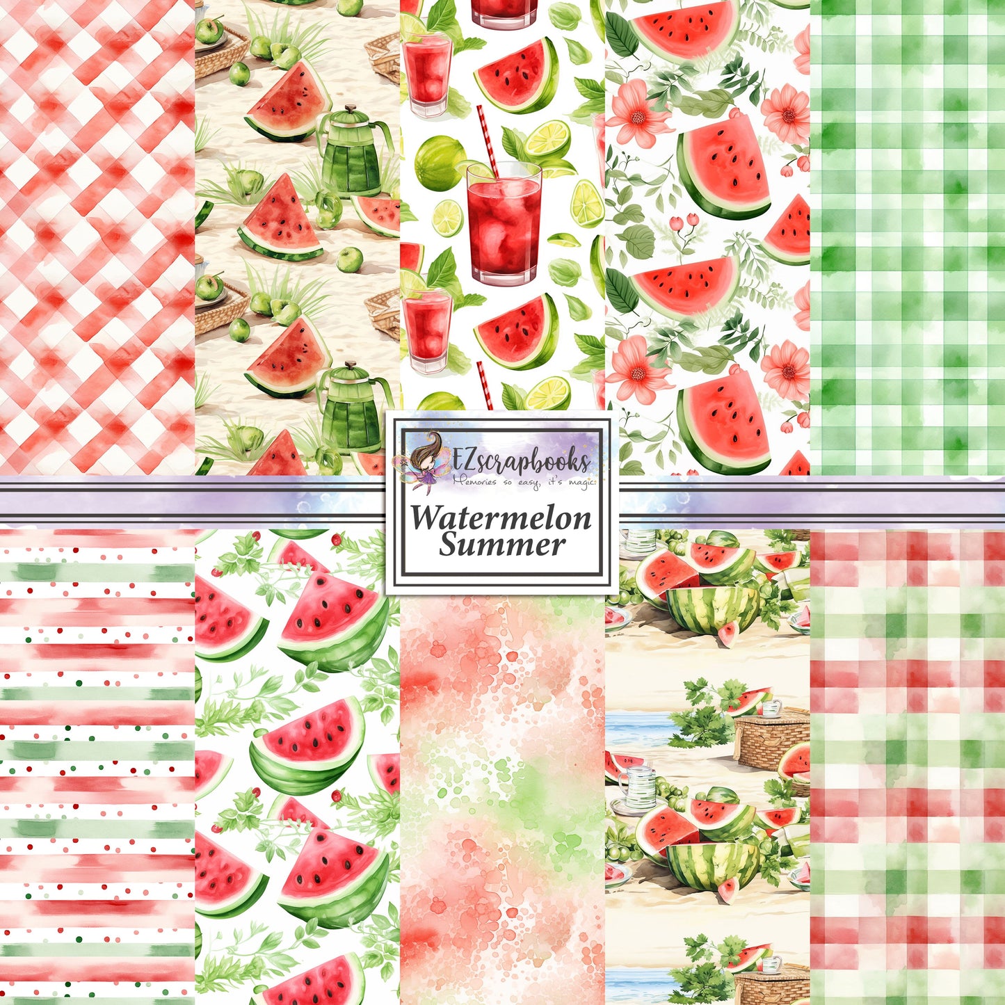 Watermelon Summer - 12X12 Scrapbook Paper Pack - 8967