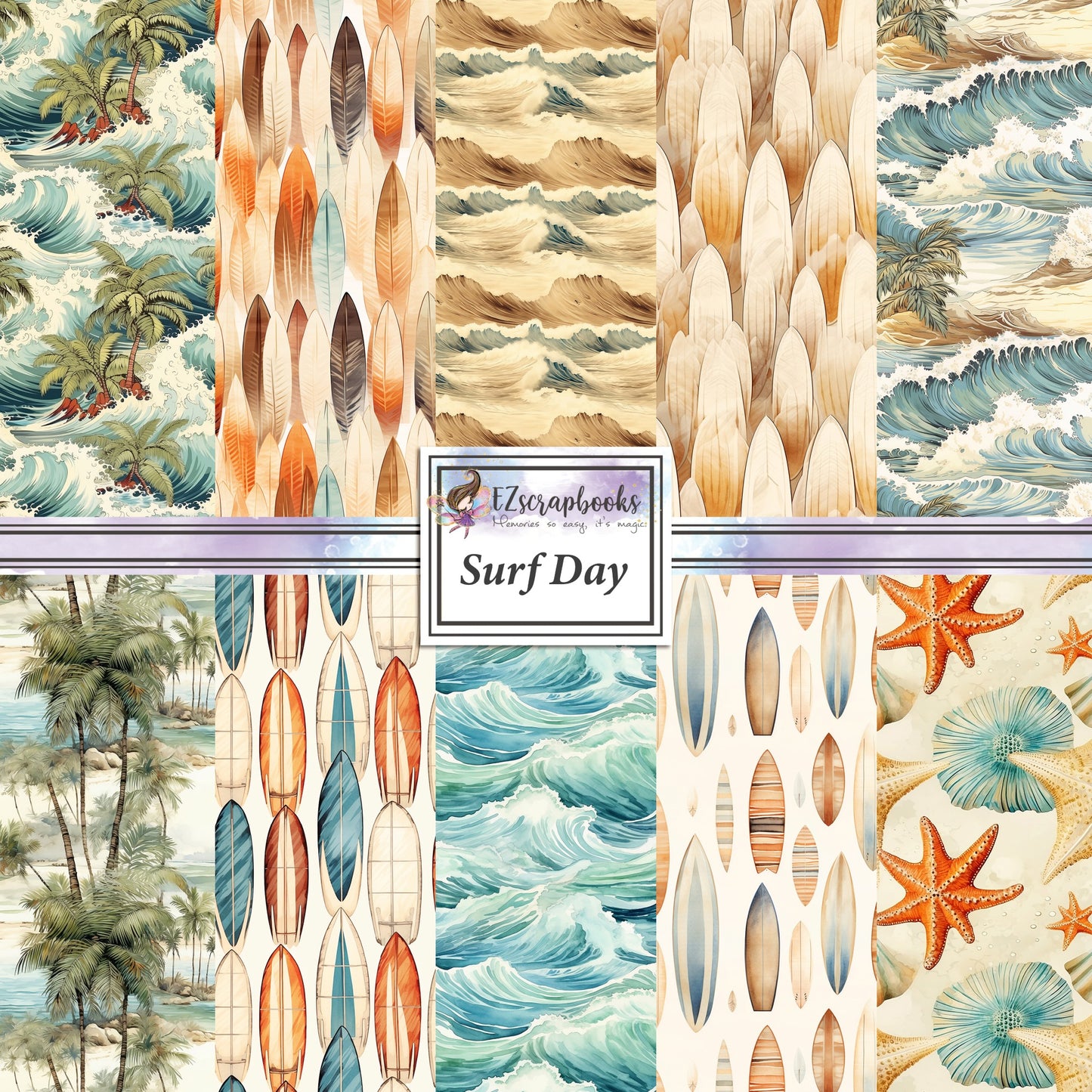 Surf Day - 12X12 Scrapbook Paper Pack - 8969