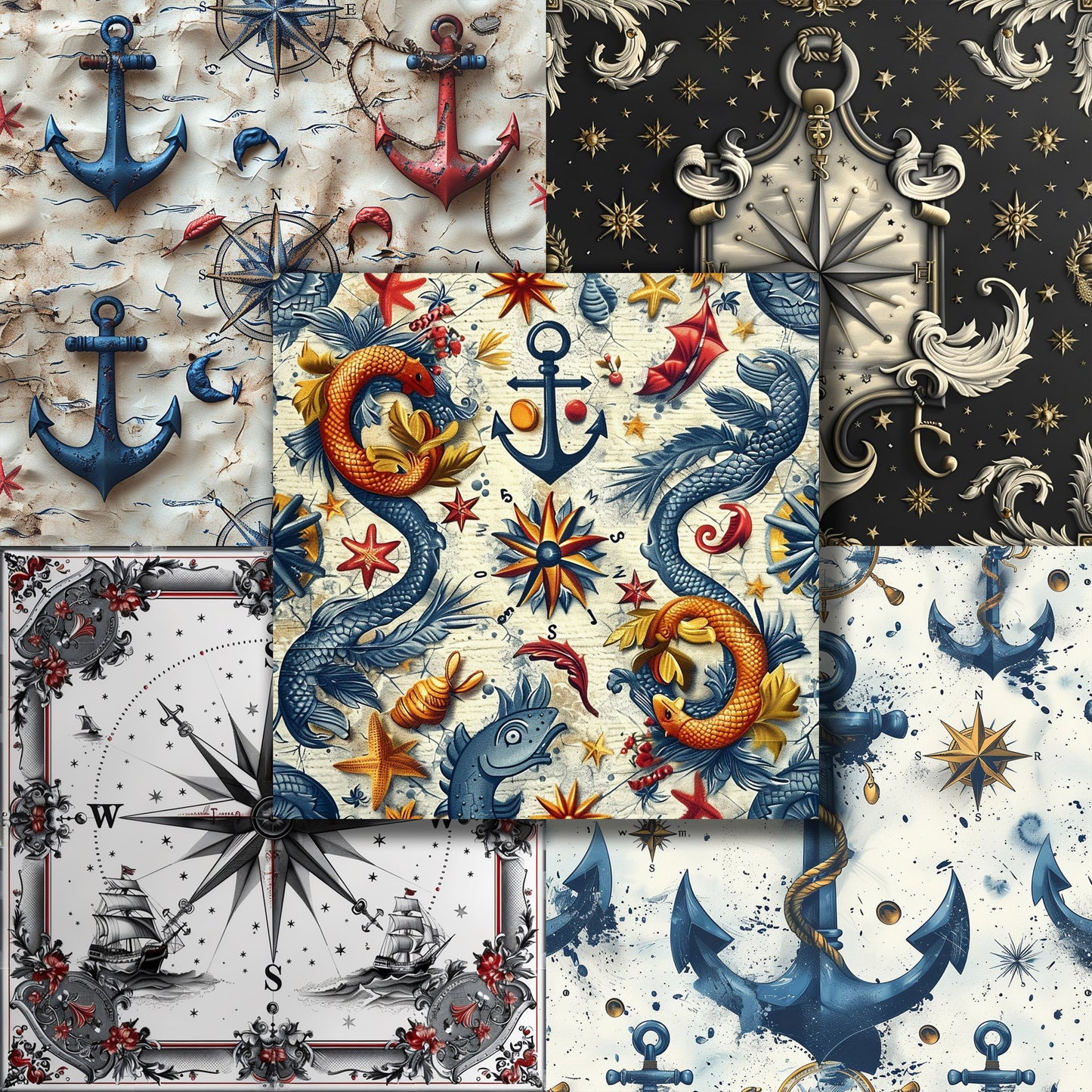 Bold Nautical - 12X12 Scrapbook Paper Pack - 8974