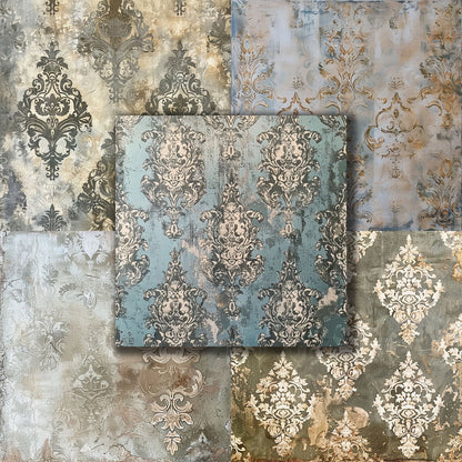 Damask Textures - 12X12 Scrapbook Paper Pack - 8975