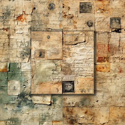 Distressed Ephemera - 12X12 Scrapbook Paper Pack - 8976