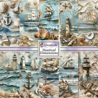 Nautical Dimensions - 12X12 Scrapbook Paper Pack - 8978