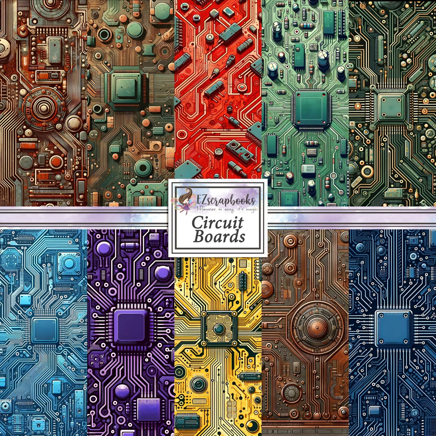 Circuit Boards - 12X12 Scrapbook Paper Pack - 8983