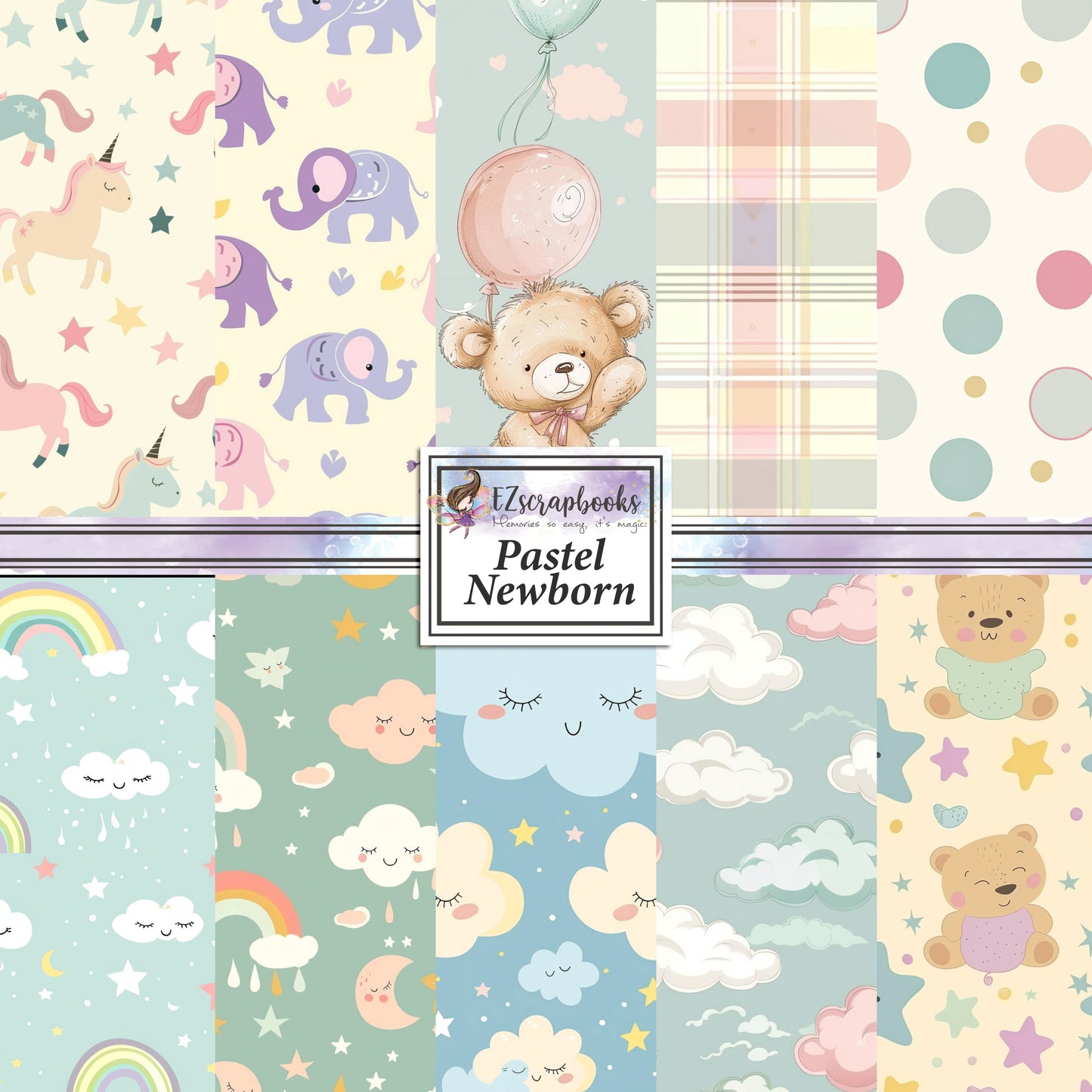 Pastel Newborn - 12X12 Scrapbook Paper Pack - 8991