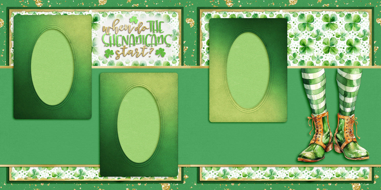 St Patrick's Day - Set of 5 Double Page Scrapbook Layouts - 25-1028