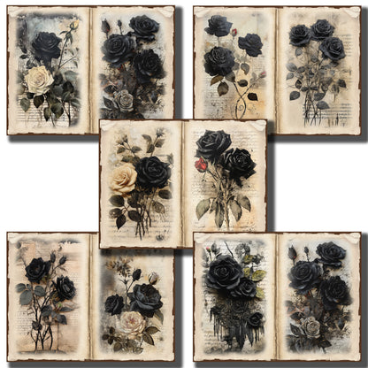 Gothic Black Roses Journal Pages - 23-7258