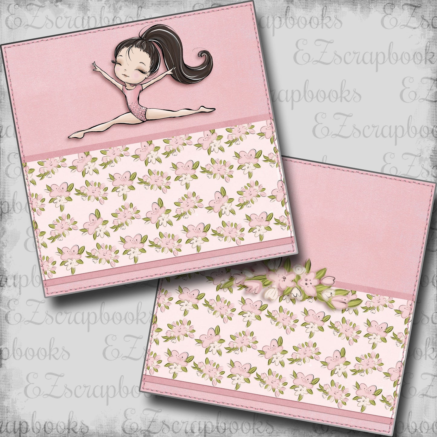 Gymnastics Split Brunette NPM - Scrapbook Layout - 24-605