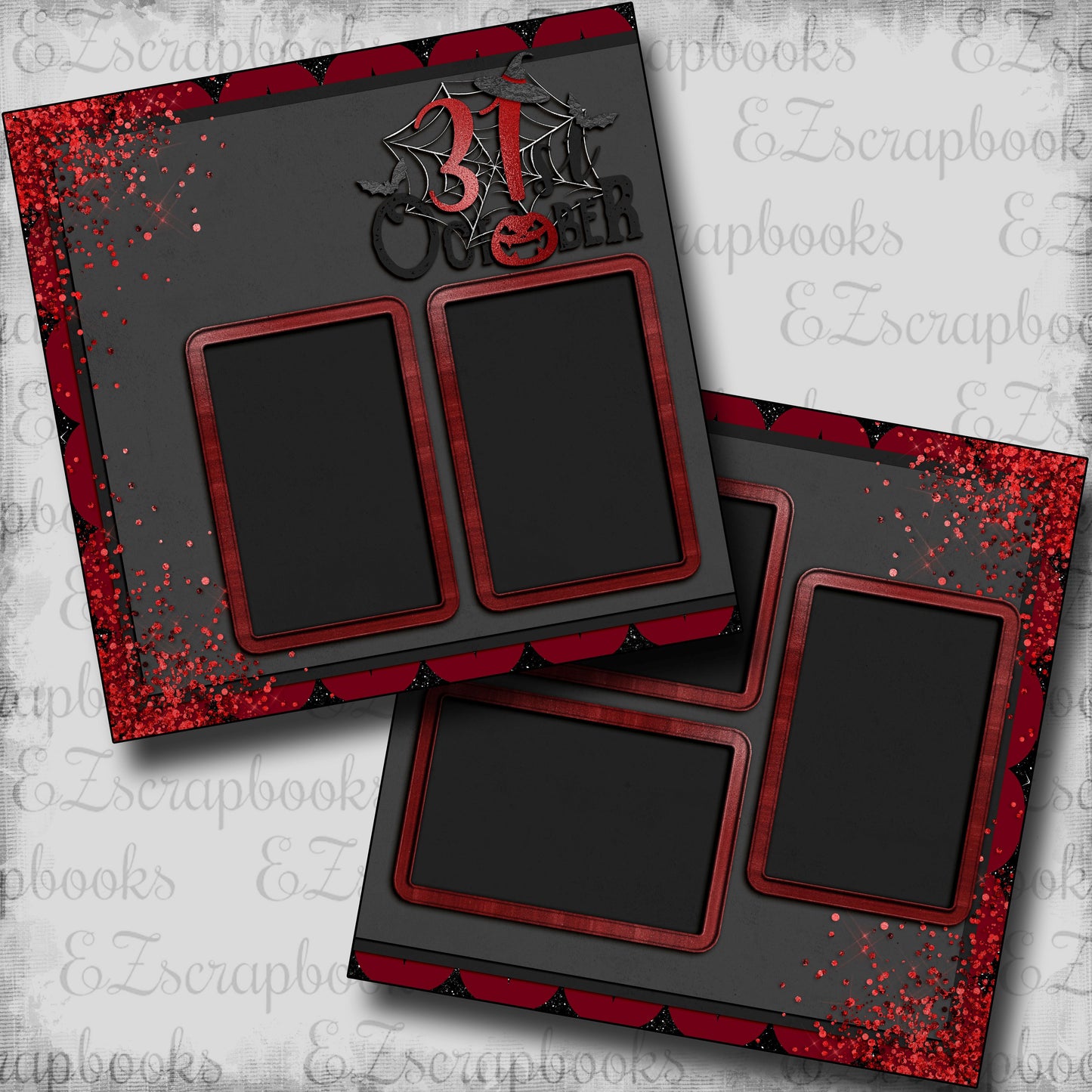 October 31st Red & Black - Scrapbook Layout - 24-812