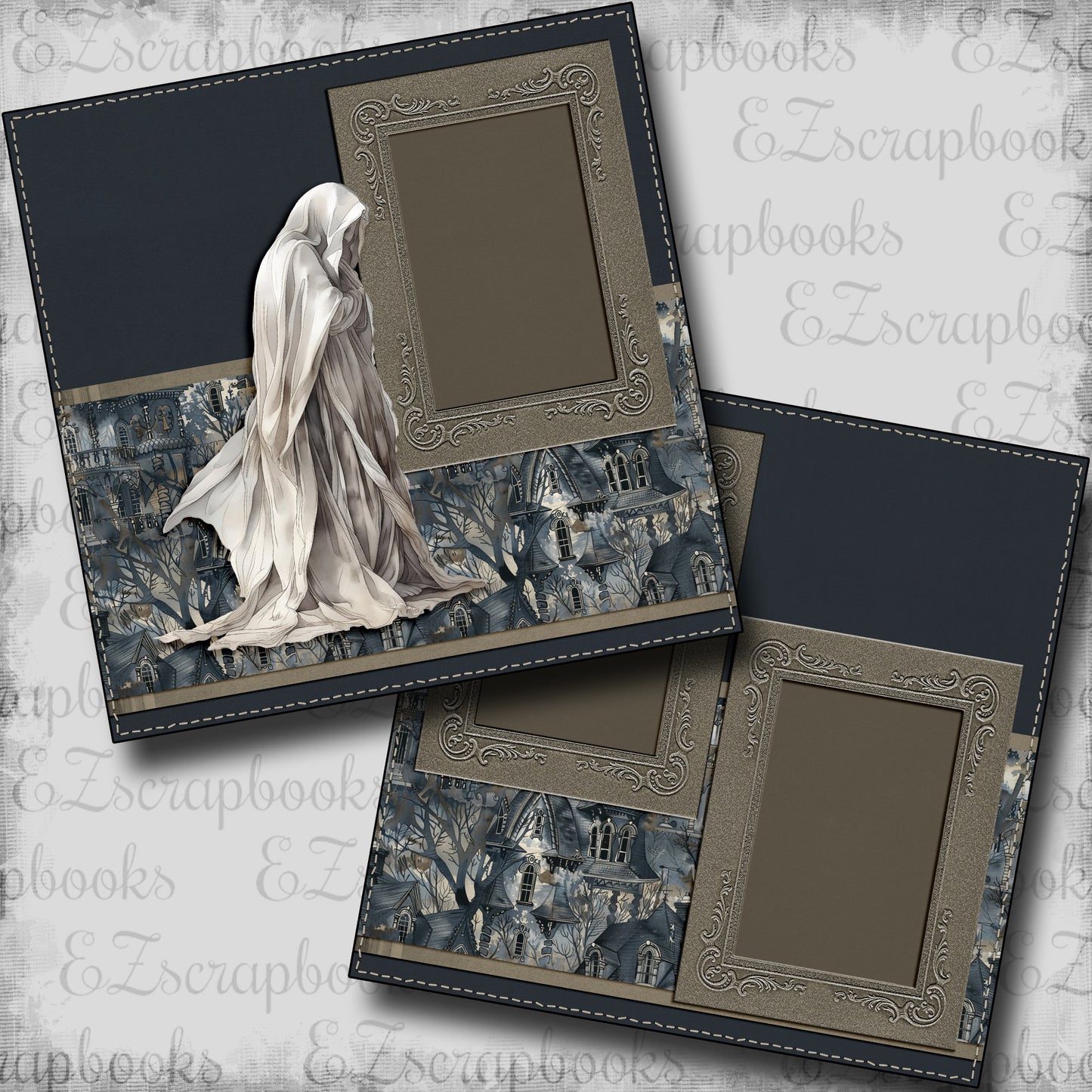 Creepy Old House Reaper - Scrapbook Layout - 24-820