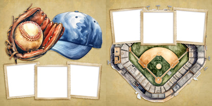 Baseball Game - Digital Scrapbook Pages - INSTANT DOWNLOAD