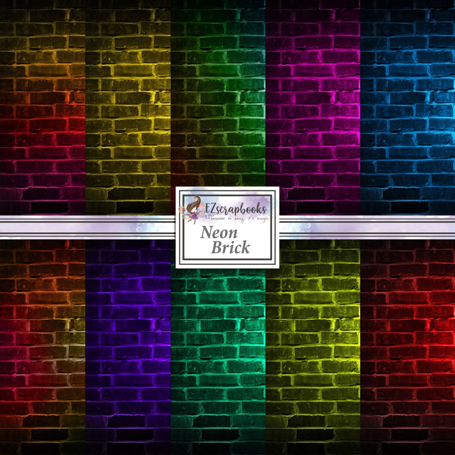 Neon Brick Wall - 12X12 Paper Pack - 8480