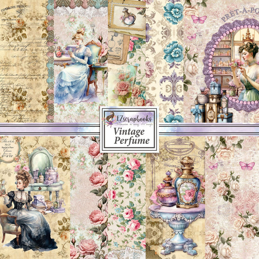 Vintage Perfume - 12X12 Paper Pack - 8465