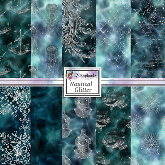 Nautical Glitter - 12X12 Paper Pack - 8353