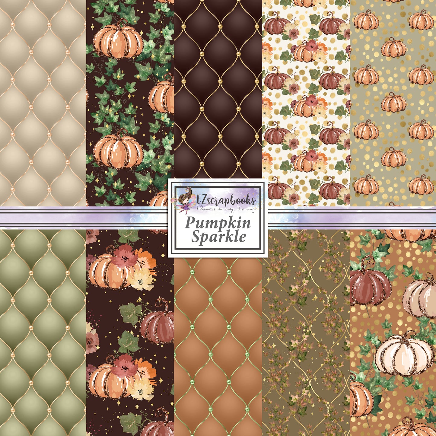 Pumpkin Sparkle - 12X12 Scrapbook Paper Pack - 8559