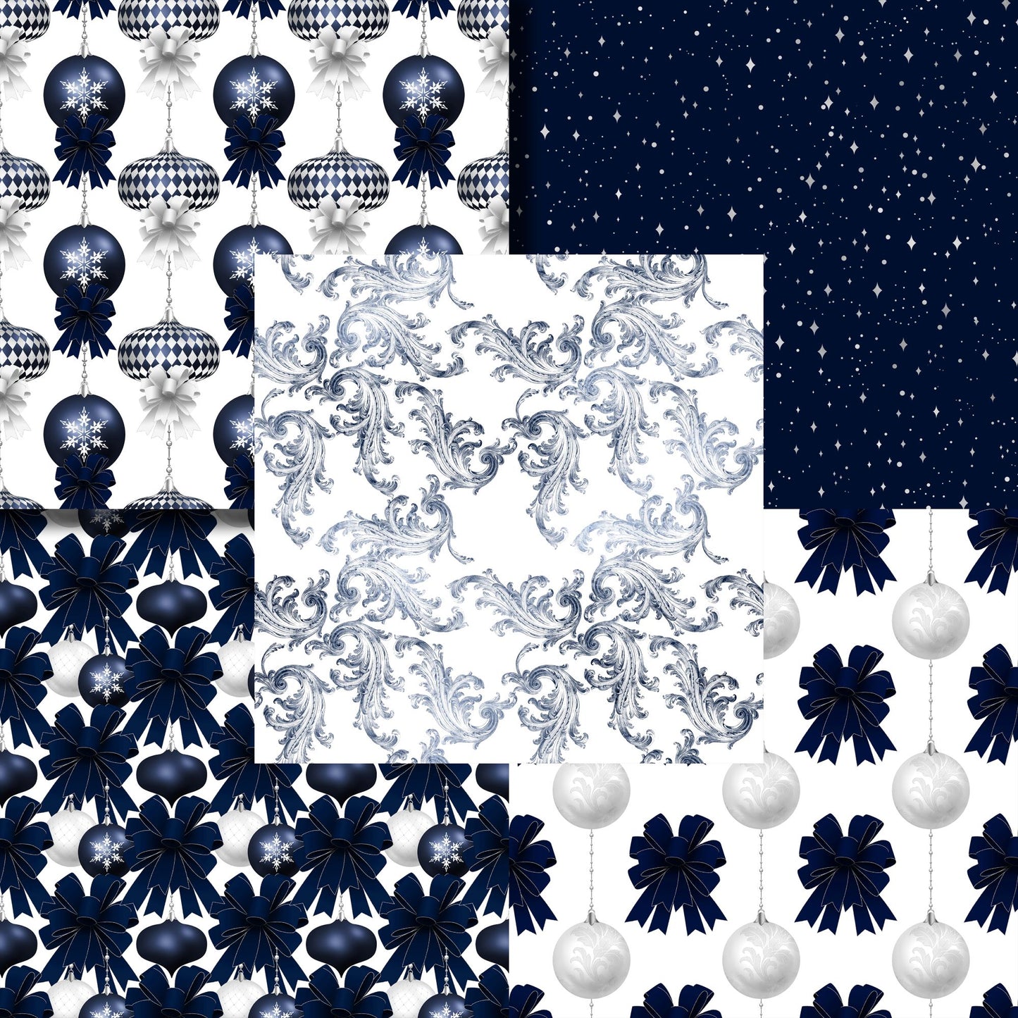 Navy Blue Christmas 12X12 Paper Pack - 8622