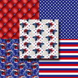 Red White & Blue Floral 12X12 Paper Pack - 8476