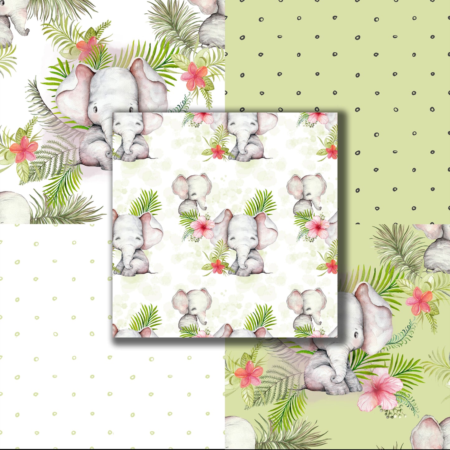 Baby Elephant Safari - 12X12 Scrapbook Paper Pack - 24-8002