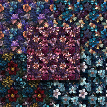 Dark Mosaic Floral - 12X12 Scrapbook Paper Pack - 8444