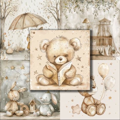 Neutral Watercolor Baby - 12X12 Scrapbook Paper Pack - 8993