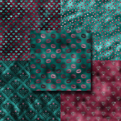 Teal & Burgundy Glam - Paper Pack - 8446