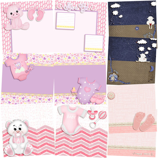 Adorable Baby Girl NPM - Set of 5 Double Page Layouts - 1352