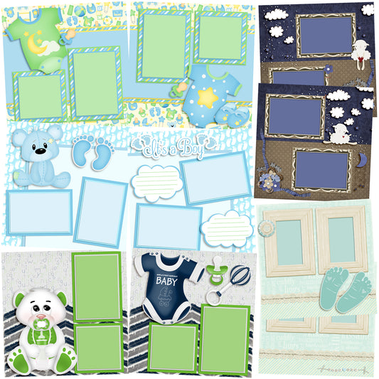 Adorable Baby Boy - Set of 5 Double Page Layouts - 1349