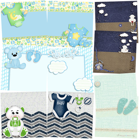 Adorable Baby Boy NPM - Set of 5 Double Page Layouts - 1350