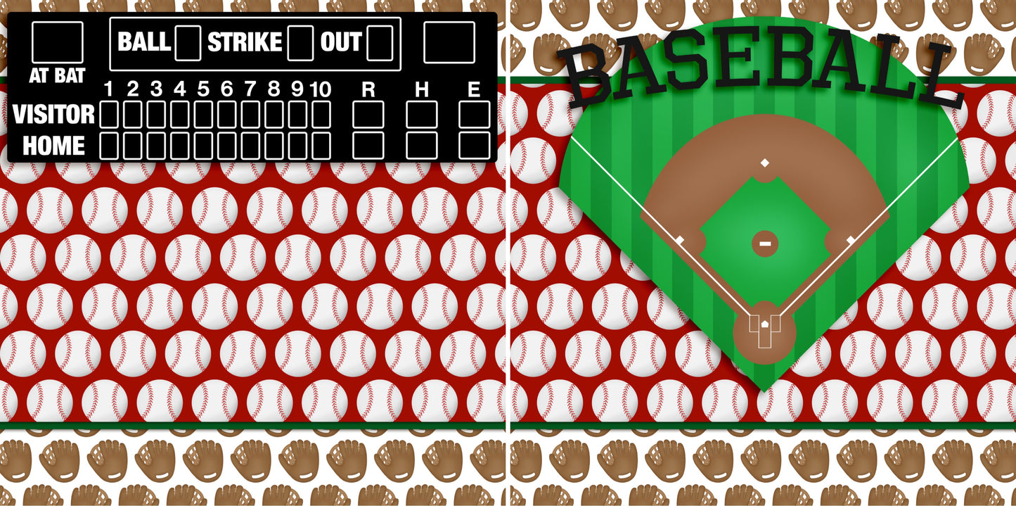 Baseball Fever NPM - Set of 5 Double Page Scrapbook Layouts - 1295